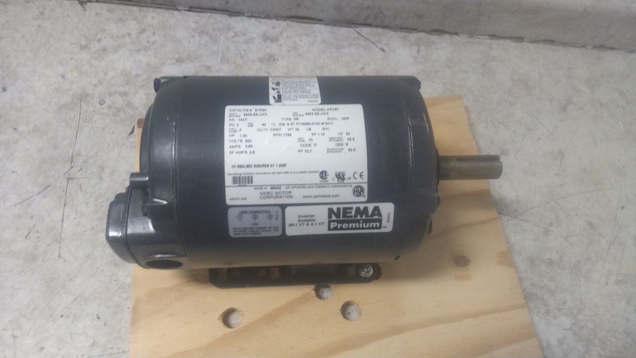 U.S. Motors D1P2H 1 HP 1755 RPM 200V 3-Phase General Purpose Motor