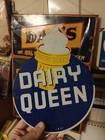 VINTAGE RARE DAIRY QUEEN PORCELAIN SIGN OLD ICE CREAM CONE SWEET ADVERTISING