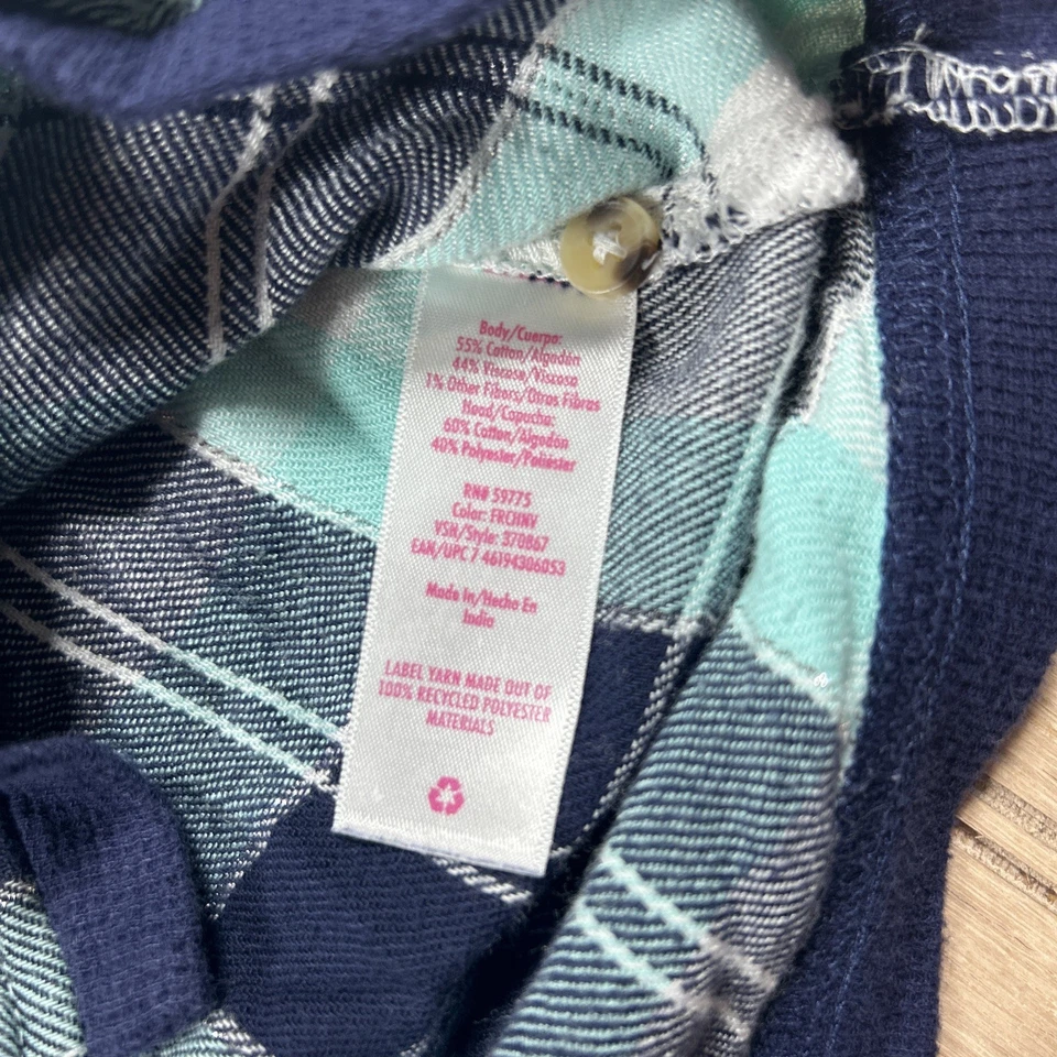 Justice девочек длинным рукавом клетку фланель с капюшоном синий большой (12-14) - Изображение 4 из 4