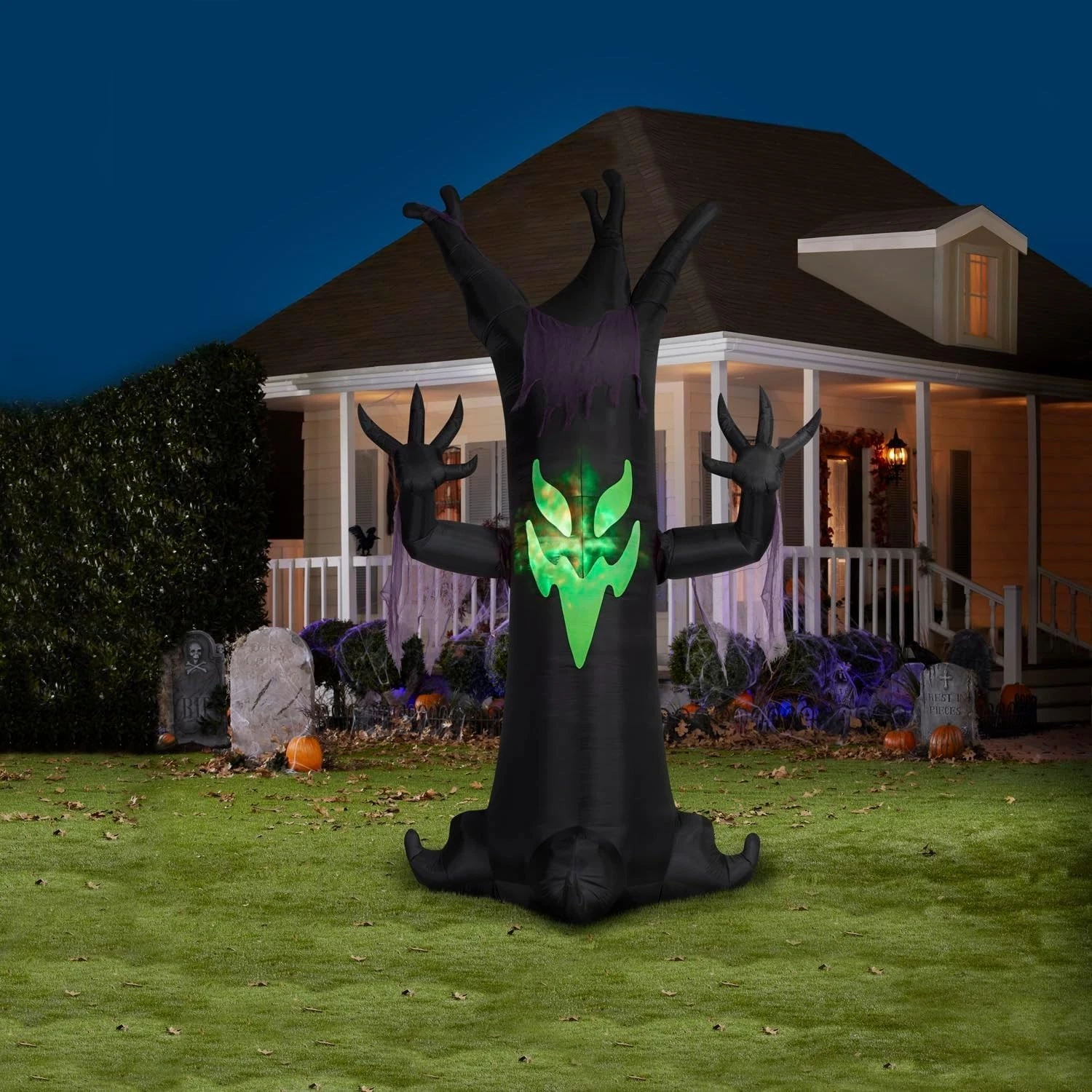 10.5' GEMMY ANIMATED SCARY TREE Airblown Yard Inflatable FIRE & ICE LIGHT EFFECT
