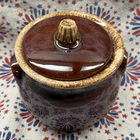 Vintage Hull Brown Drip Glaze Sugar Bowl with Lid ~ Oven Proof USA