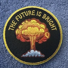FALLOUT THE FUTURE IS BRIGHT 3x3 Embroidered Morale Patch Hook Backing Brand New