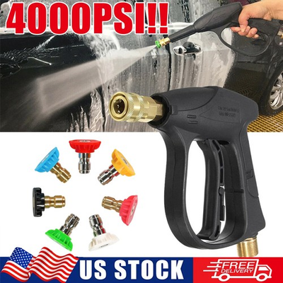 #ad #ad 1 4quot; High Pressure Washer Gun 4000PSI Car Wash Foam Spray Short Wand w 7 Nozzle $17.99