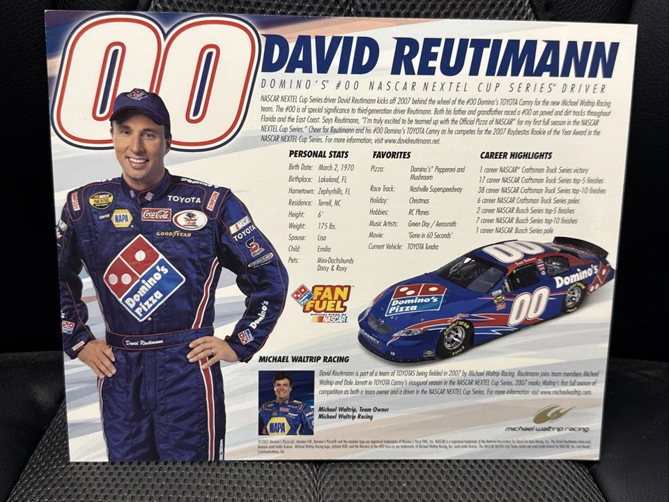 2007 David Reutimann #00 Domino’s NASCAR Cup Series Hero Card - Image 2 of 2