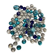 5 Glass Beads for Crafts   Blue  Clear Glass Gems   Vase Fillers DIY Craft