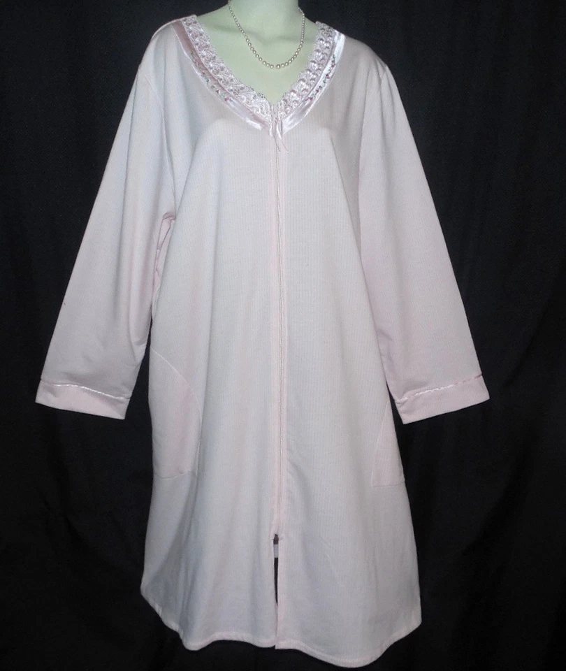 NUEVO SECRET TREASURES 2X BUSTO 52" ROSA TEJIDO ALGODÓN/POLIÉSTER L S BATA BOLSILLO NUEVO SIN ETIQUETAS Foto 4 de 4