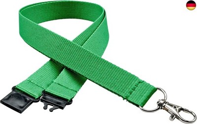10er Pack Schlüsselbänder 20 mm, easy going Haken, Sicherheitsverschluss, Grün
