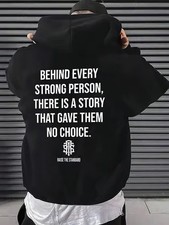Men's Heavyweight Hoodie Sweatshirt - Black Pullover Hoodie with Motivational T