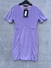 BNWT PrettyLittleThing Body Con Mini Dress Size 10 Lilac Y2K Spring Summer Party