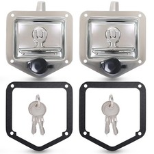 2Pcs Trailer Door Latch T-Handle Lock Highly Polished Stainless Steel Keys with