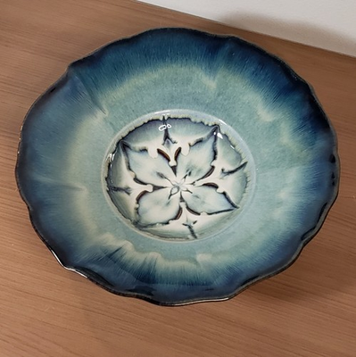 #ad Vintage Bill Campbell Studio Art Pottery Northern Light Glaze Ceramic Bowl 13quot; $234.99