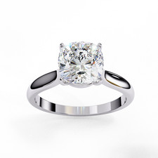 Cushion-Cut Solitaire Style Ring Silver-Tone ...