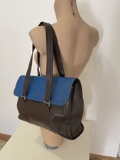 Gianni Versace Borsa Vintage in Pelle Blu Marrone 1980 Every Day Borsa a...