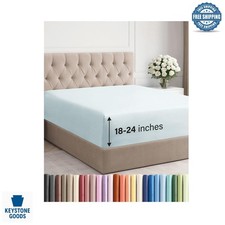 Luxury Extra Deep Cal King Fitted Sheet - Ultra Soft, Wrinkle-Free, 18-24 Inc...