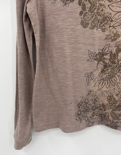 Ransom Women's Long Sleeve V Neck T Shirt Size Small Floral Studded - Picture 3 of 11