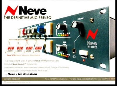 SOUND-ON-SOUND MAGAZIN WERBUNG 6X9'' NEVE THE DEFINITIVE PRE/EQ