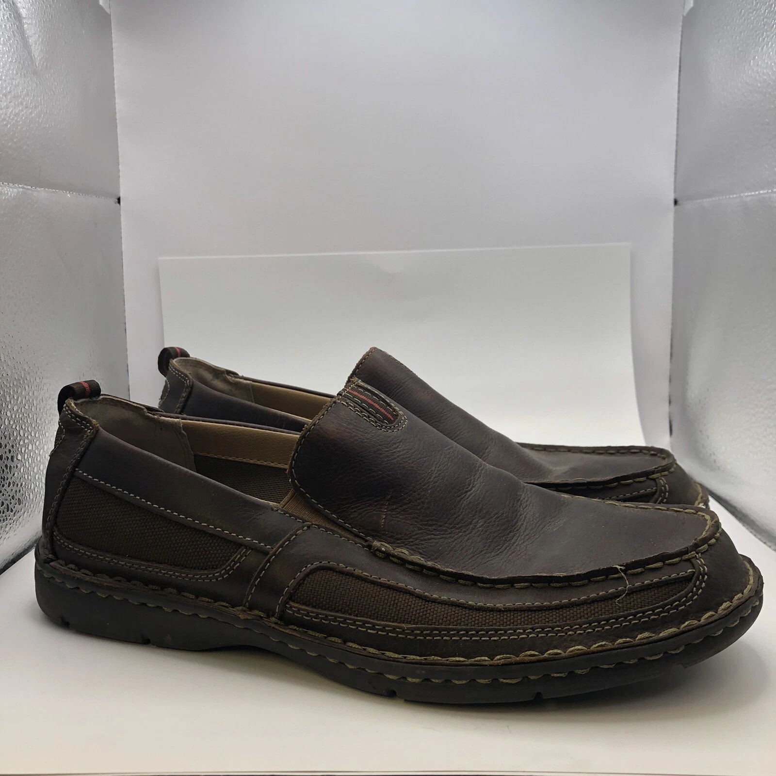 Mocassini uomo Clarks marroni slip on taglia 10 pelle