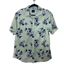 Denim  Flower Ricky Singh Green Floral Button Down Men  s Shirt Size XL