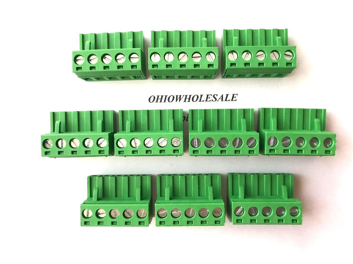 Lot of 10)5 pole 5 pin 5.08mm Phoenix Contact Connector PCB 