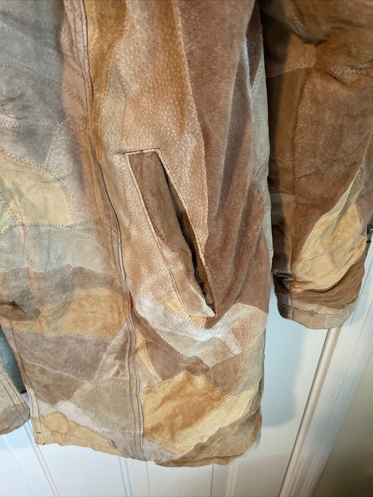 patchwork leather jacket Long Cowboy Western Styl… - image 5