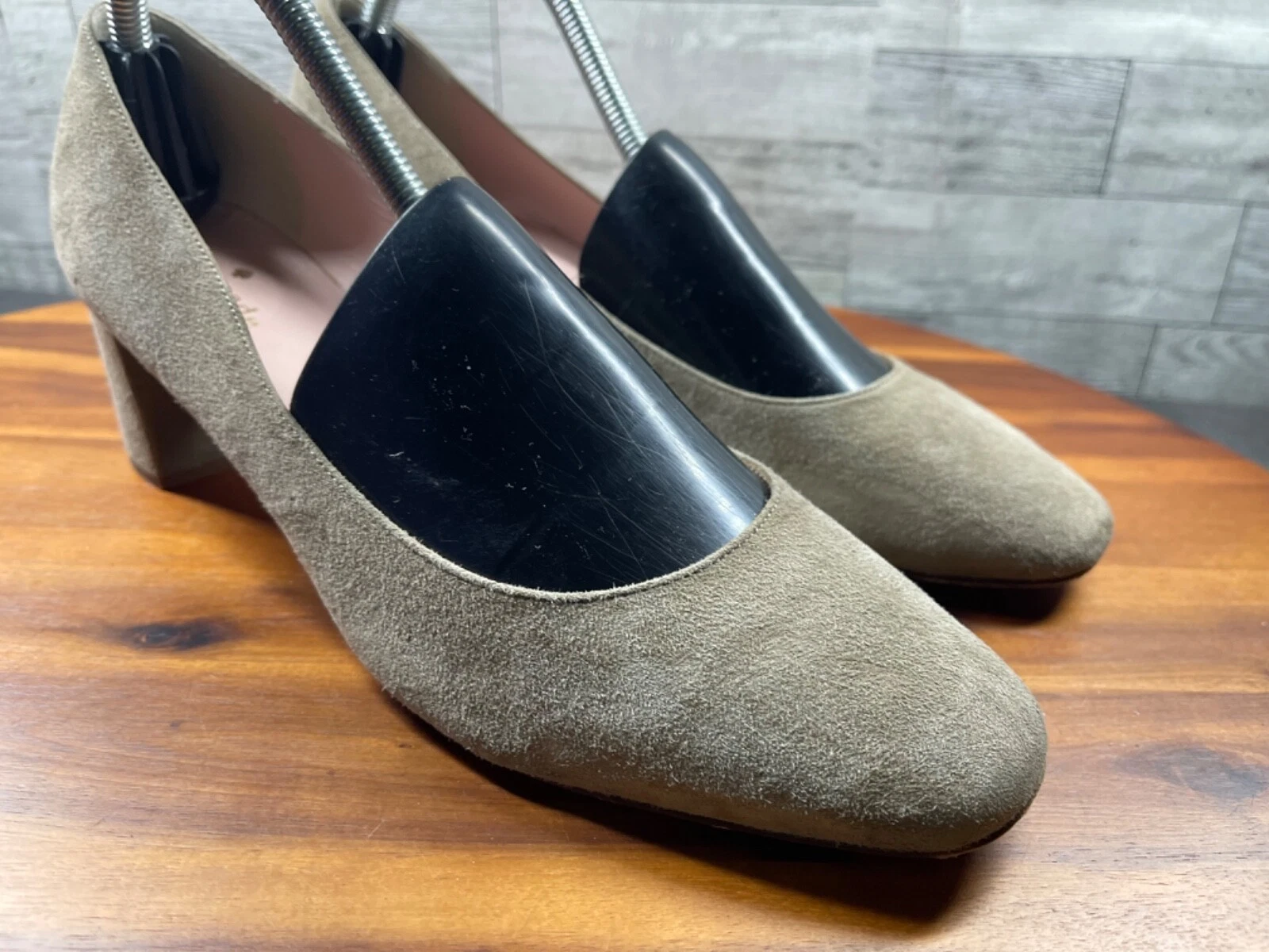Scarpe Kate Spade Tacchi Donna 10M Kylah Marrone Scamosciato Punta Quadrata Comode Pump Block