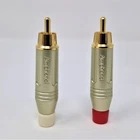 2 x Amphenol Phono RCA Male Plugs Gold Plated Audio Connectors Red / White