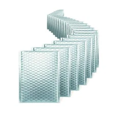 #000 Matte Metallic Ice Blue Poly Bubble Shipping Mailers Envelopes 4" x 8"