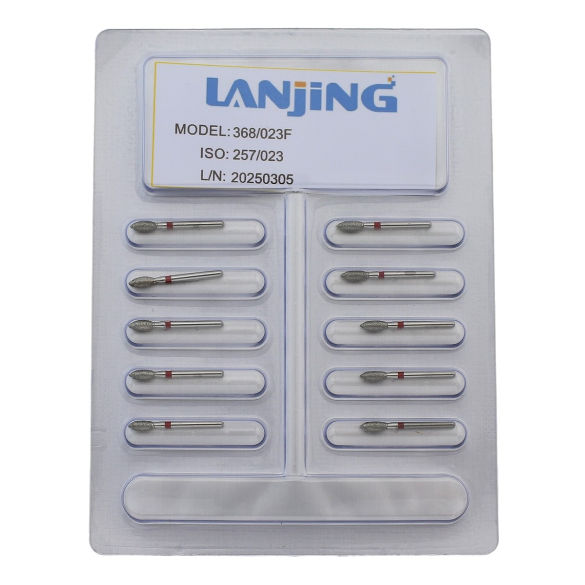 Dental 368/023F Pointed Football Diamond Burs Fine Grit FG