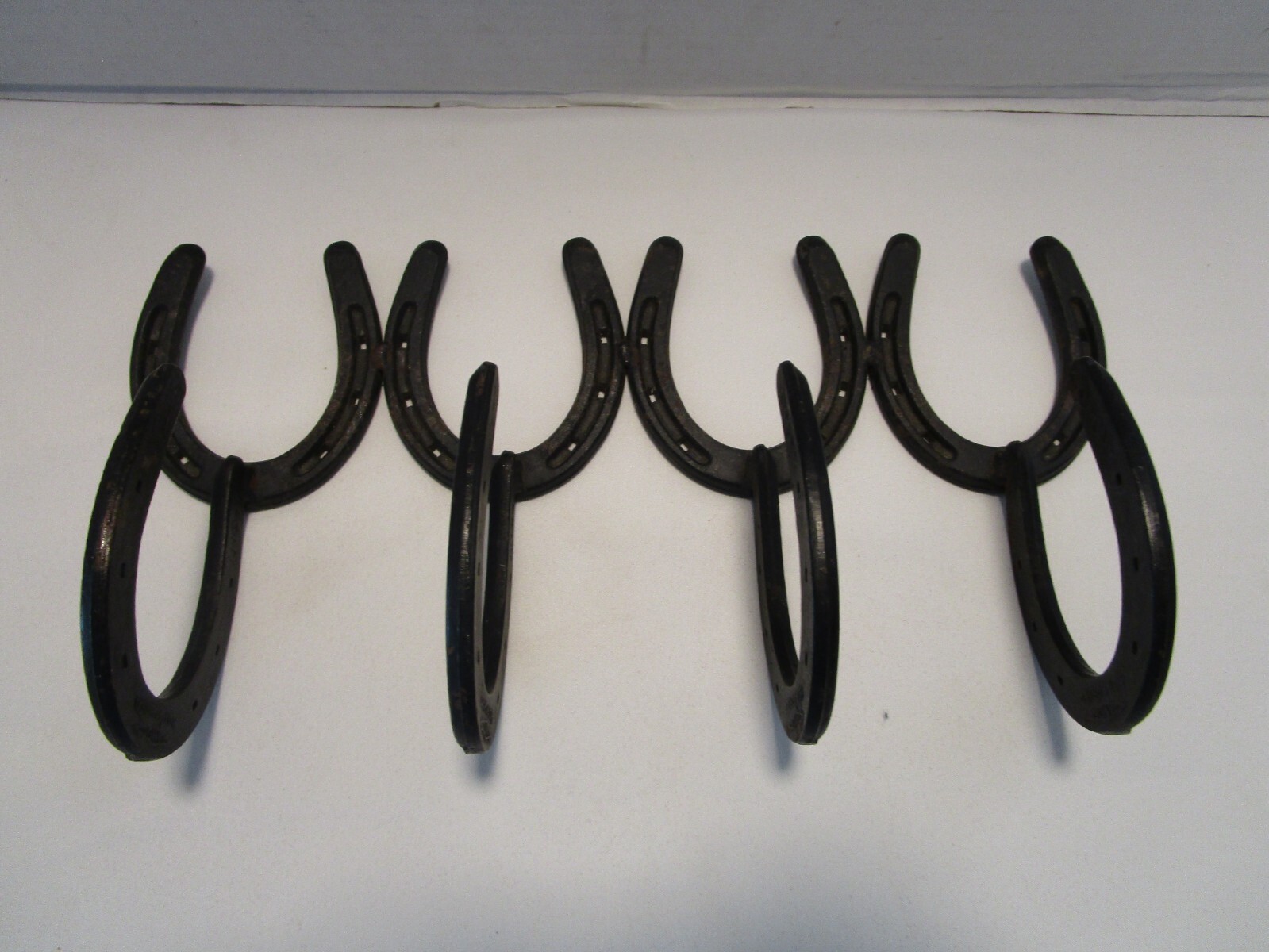 8 cappelliera ferro ferro di cavallo fucina da parete 4 ganci 8 diamanti O Pony Western 13" W