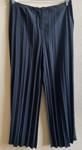 Babette SF Black Pleated Accordion Pants XL Elastic Waist Palazzo Artsy EUC