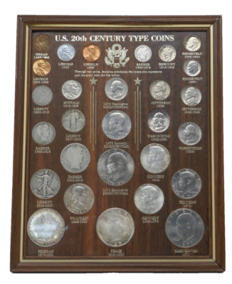 US Twentieth Century Type Coin Collection Framed Silver