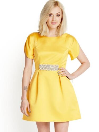 NEW FEARNE COTTON YELLOW SATIN PETAL SLEEVE PROM WEDDING PARTY DRESS SIZE UK 16 - Picture 1 of 6