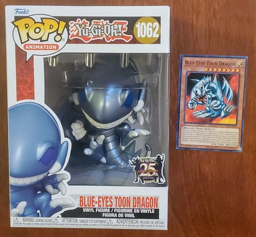 FUNKO POP! ANIMATION YU-GI-OH! BLUE-EYES TOON DRAGON #1062 + PROTECTOR + CARD