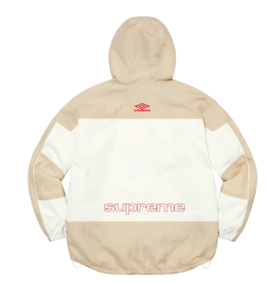 Supreme Umbro Hooded Anorak White/Tan Size Large Soccer Streetwear Logo Rain