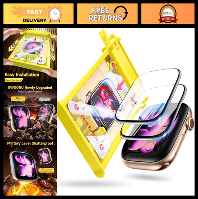 9H+ Tempered Glass Screen Protector for Apple Watch 46mm - 2 Pack, 3D Full Cover