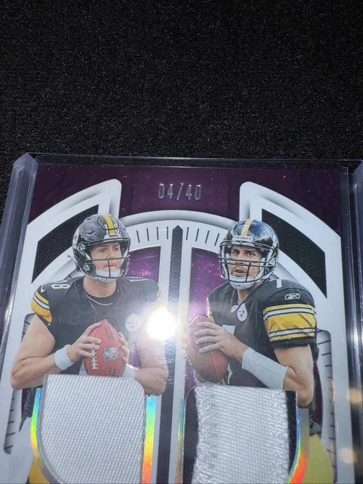 Parche de placa de identificación Stitches In Time doble púrpura/40 Will Howard Ben Roethlisberger Foto 3 de 4