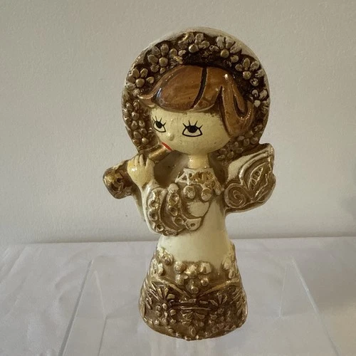 Vintage Paper Mache Angel Figurine Shelf Decor Decoration Christmas Holiday