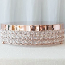 1 Tier ROSE GOLD METAL 13.5" Cake Stand Crystal Beads Cupcake Wedding Dessert