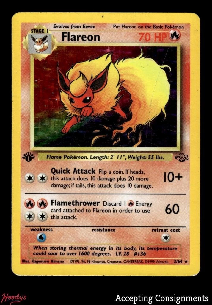 1999 Pokemon Jungle 1st Edition #3 Flareon HOLO