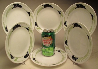 Vintage Corning Corelle Black Orchid 6 Piece Set of Dessert Plates