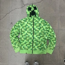 Jinx Minecraft Full Zip Hoodie ADULT Large Green Creeper 2016 VERY RARE Y2K EMO