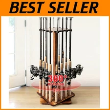 Rotating Wood Fishing Pole Holder, Versatile Storage