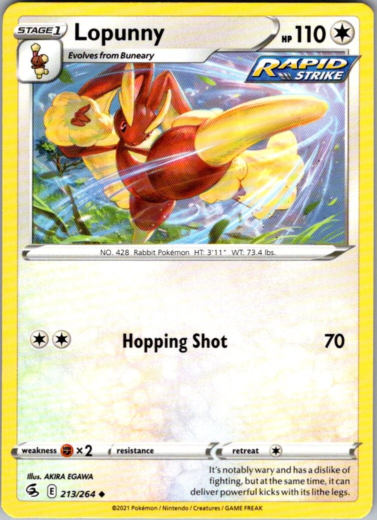 Lopunny Fusion Strike 213/264 Uncommon Pokemon Near Mint