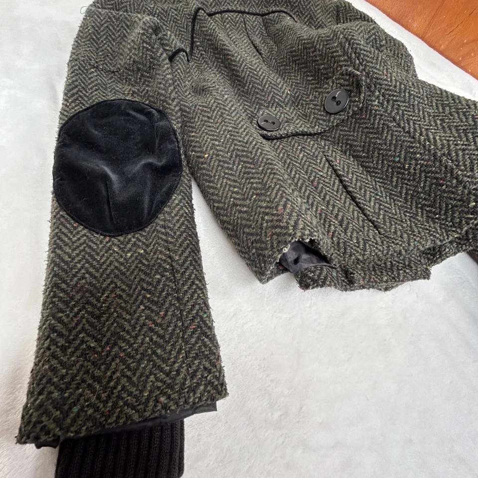 Chaqueta de tweed espiga mezcla de lana para mujer Soia & Kyo parches en el codo mediana negra Foto 4 de 4