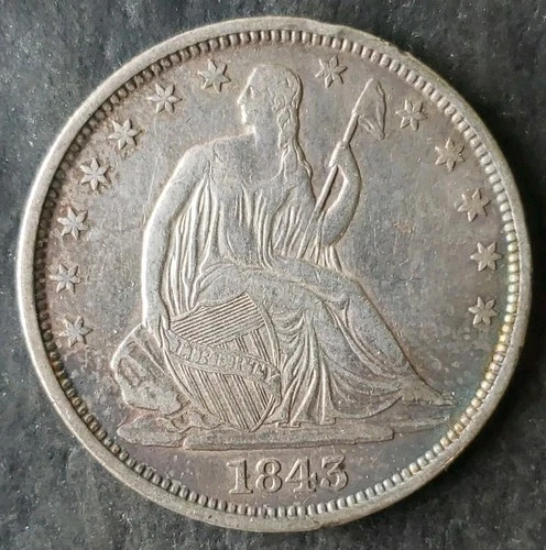 1843 O 50c Seated Liberty Silver Half Dollar