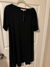 Loft Short Sleeve Back Cotton Mid Length Dress With Button Detail Size s