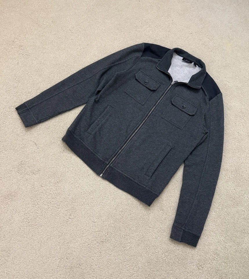 男式黑色 MARC ANTHONY 长袖拉链厚夹克针织衫 M 码中号 — 第 2/4 张图片