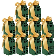 Wrapables Festive Christmas House Shaped Gift Boxes with Ribbons