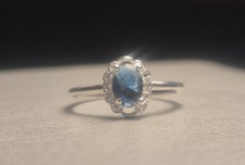 925 Sterling Silver Natural Gem Stone Oval Cut Blue Sapphire Ring Size 8
