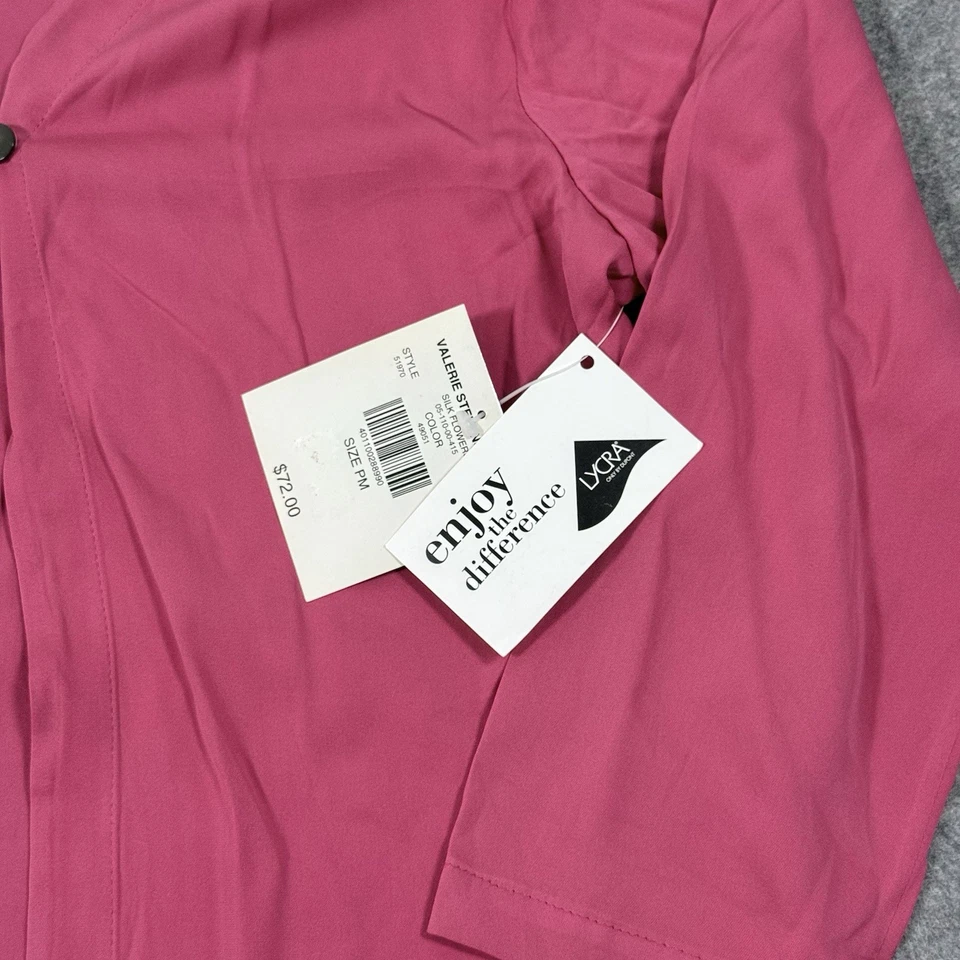 Camisa para mujer Valerie Stevens Petites elástica mangas 3/4 talla PM mediana rosa nueva con etiquetas Foto 2 de 4